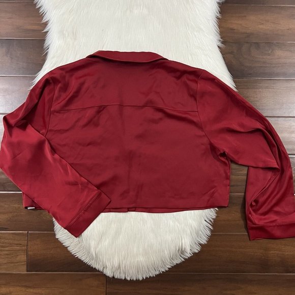 Good American Women's Size 7 / US 4X Red Satin Pajama Sleep Set Pants Top - Picture 10 of 13